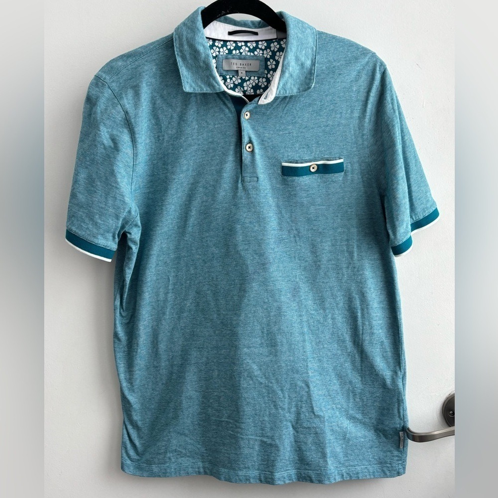 Ted Baker London Men's 100% Cotton Striped Short Sleeve Polo Shirt 4 Workwear